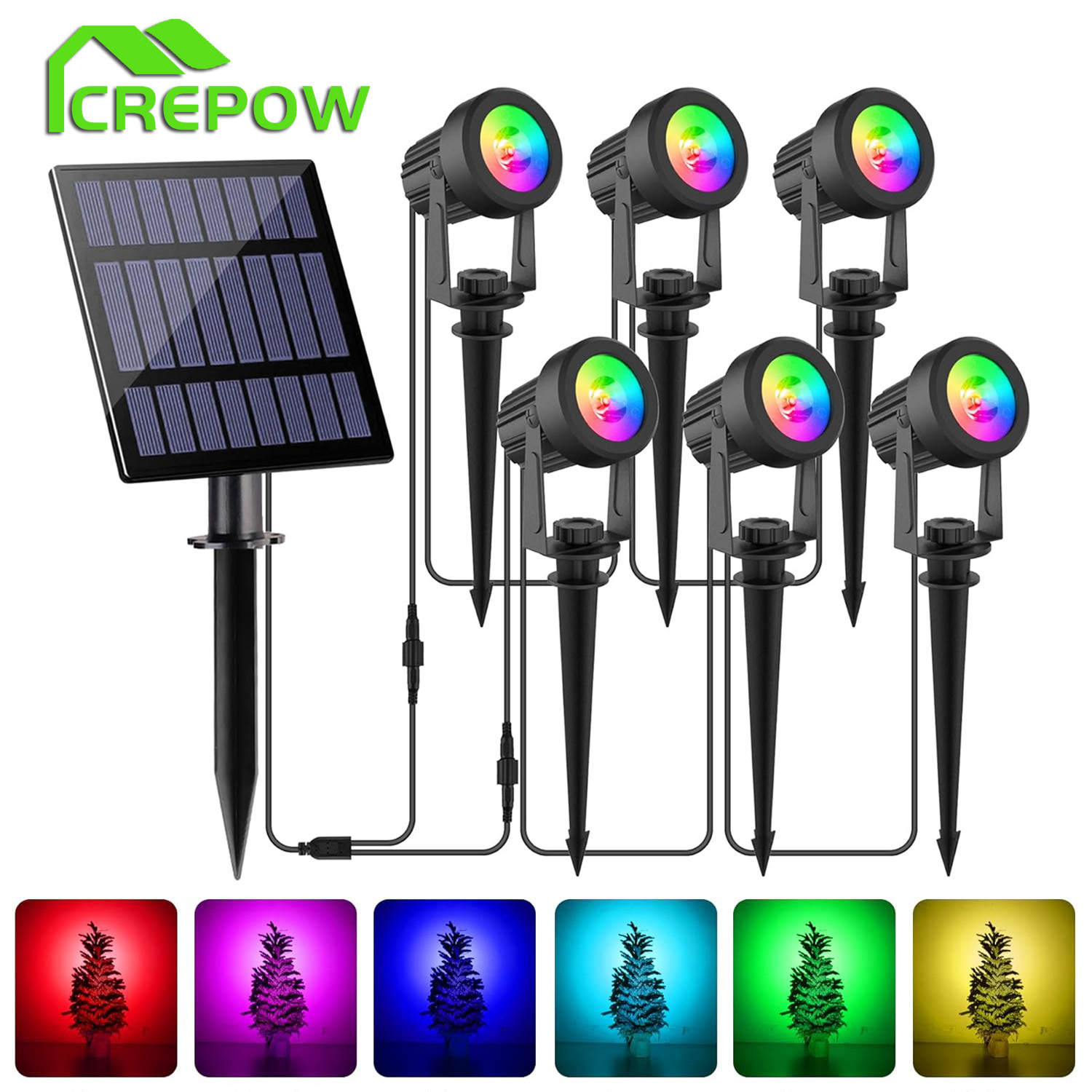 Solar Garden Spotlight Rgb - 1/2/4/6 LEDS RGB Solar Spotlight IP65