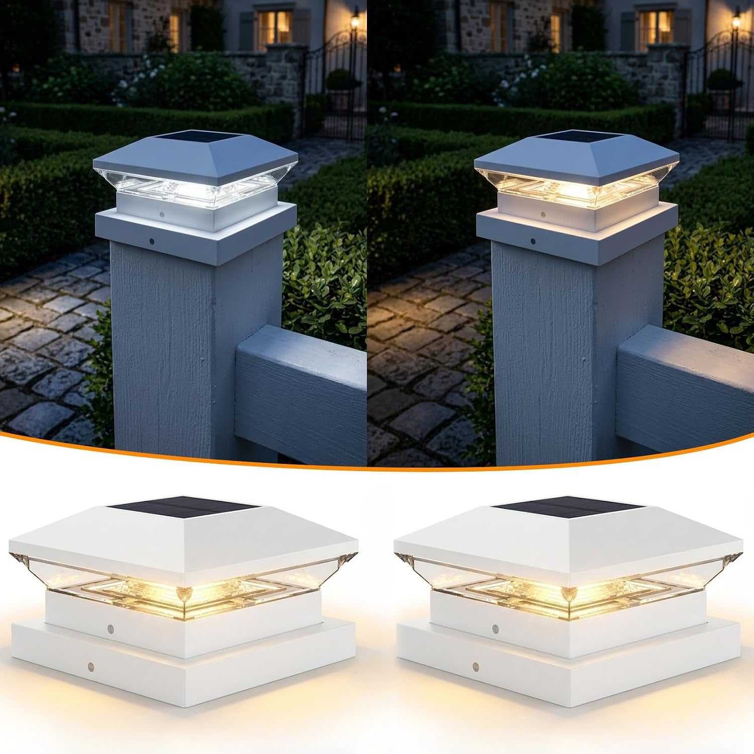 Solar Post Cap Light 4X4 - 1/2PCS Solar Post Light Post Caps