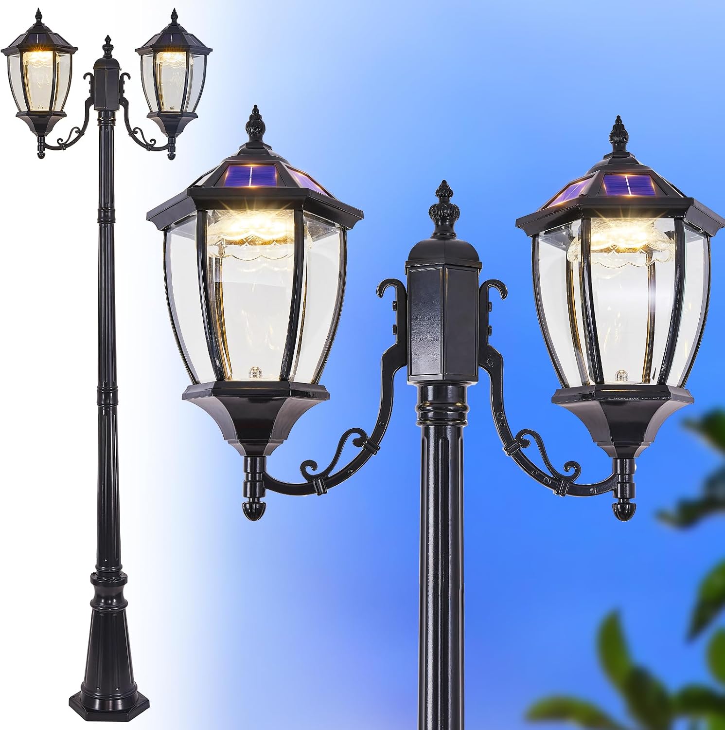 Solar Garden Light Dusk To Dawn - Outdoor Solar Pole Lights Dusk Dawn