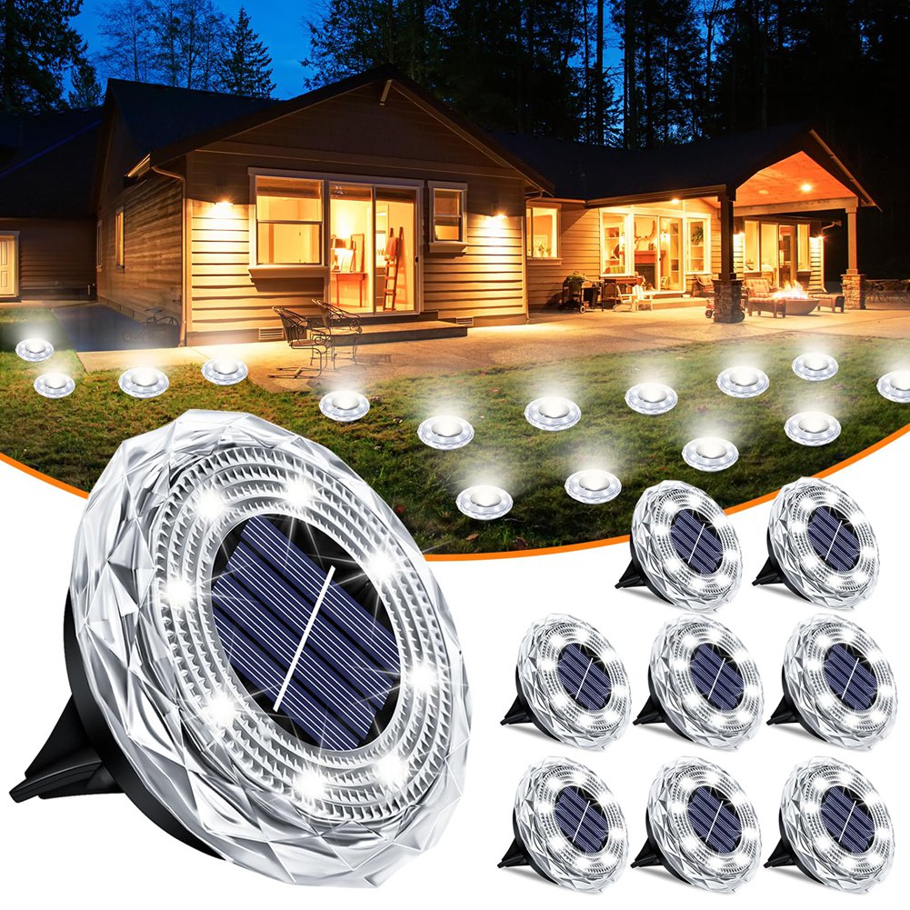 Solar Pathway Lights 8 Pack - ABRW-Solar Ground Lights 8-Pack Waterproof Outdoor