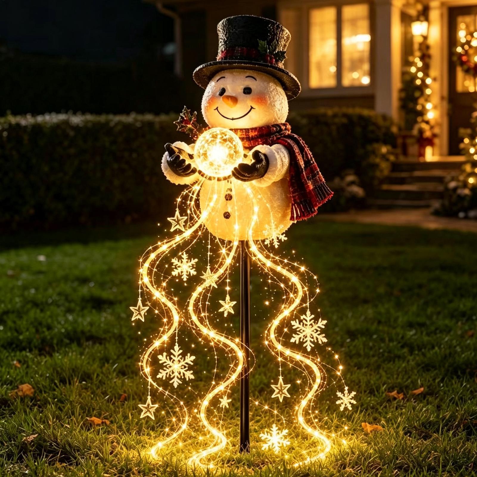 Solar Garden Light Outdoor Waterproof - Christmas Pathway Lights 60cm Solar Snowman