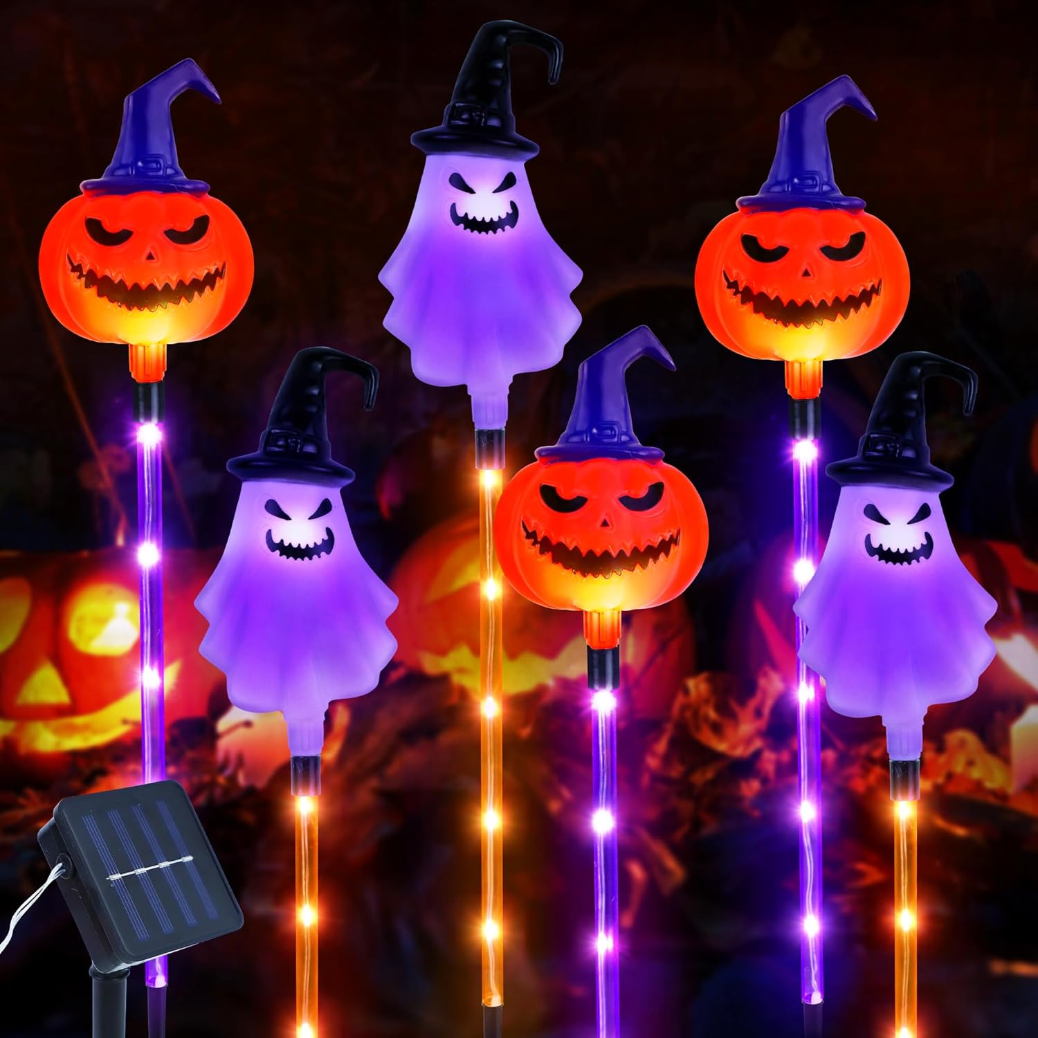 Solar Pathway Lights 8 Pack - 6 Pack Solar Halloween Pathway Lights,