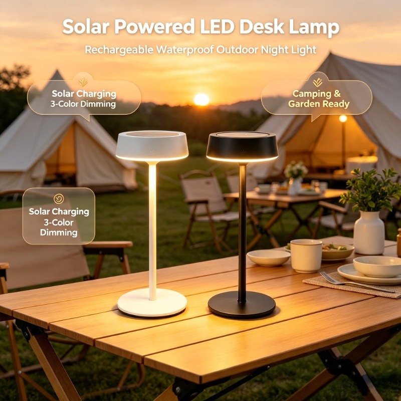 Solar Lantern Camping Collapsible - Wireless Solar Table Lamp Touch Dimmable