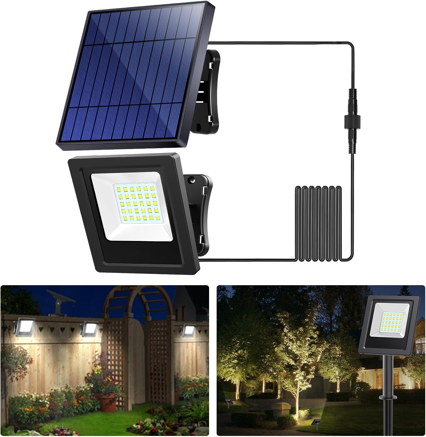 Solar Garden Light Dusk To Dawn - Intelamp Long Battery Life 4000mah Outdoor