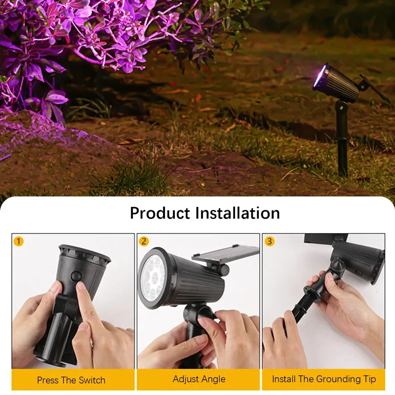 9 LED Solar Spotlights Outdoor - đánh giá và giá Solar Garden Spotlight Rgb