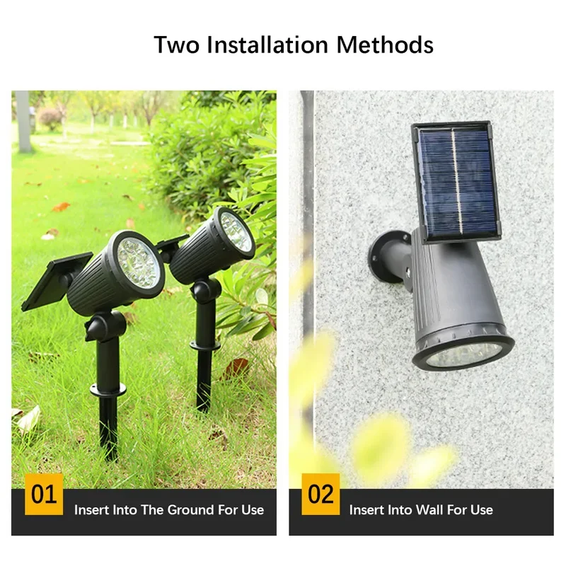 9 LED Solar Spotlights Outdoor - đánh giá và giá Solar Garden Spotlight Rgb