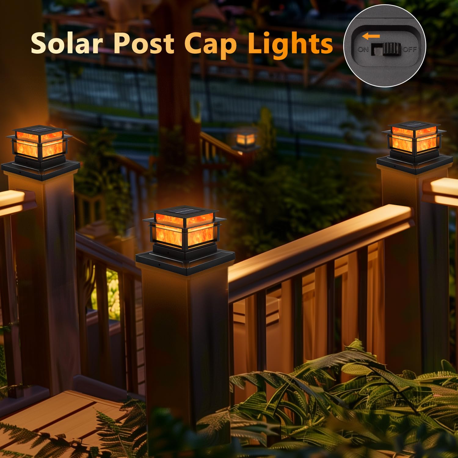 4x4 Inch Solar Flame Post Cap  - đánh giá và giá Solar Post Cap Light 4X4