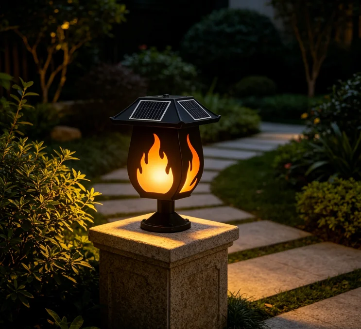 Solar Column Headlights Simula - đánh giá và giá Solar Garden Light Outdoor Waterproof