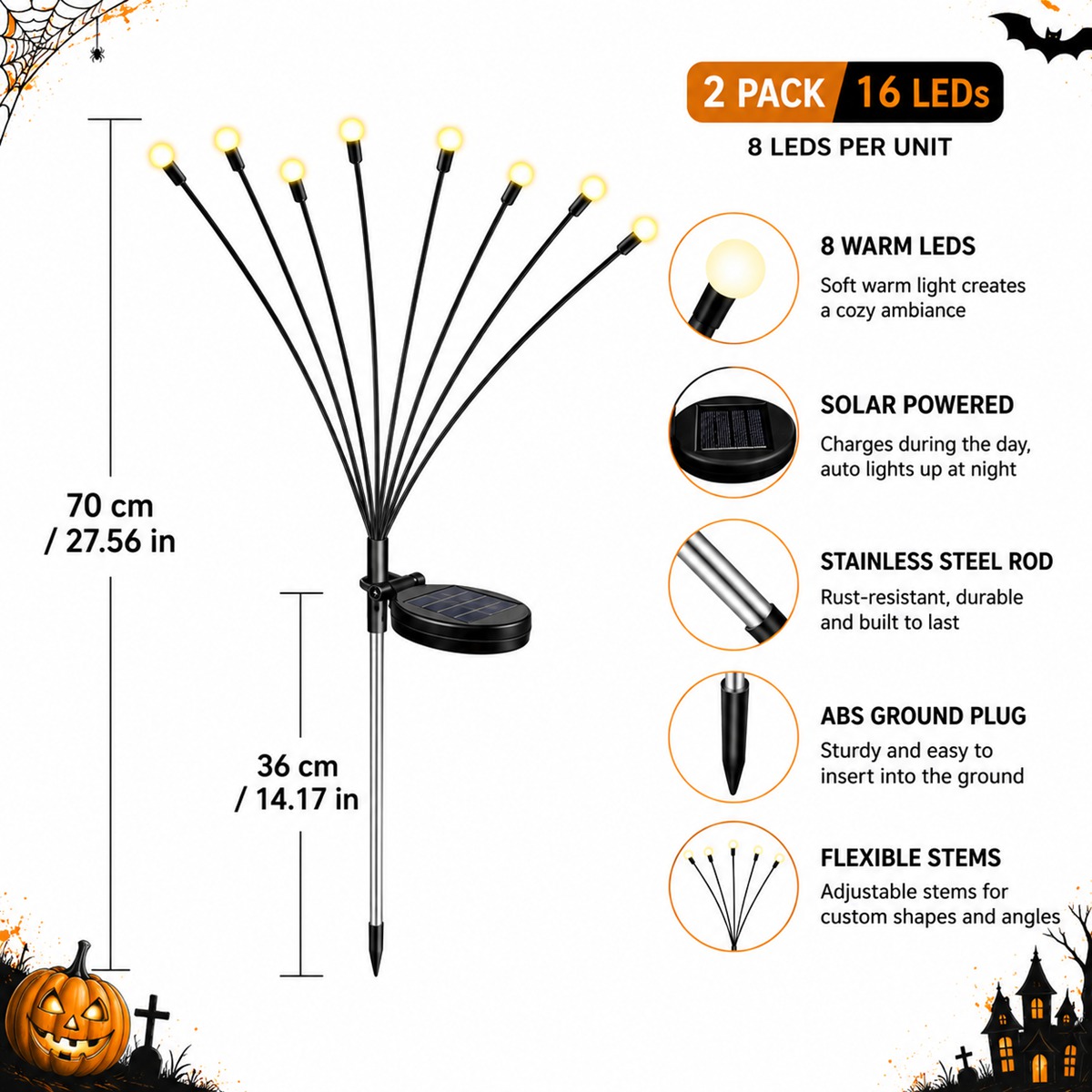2 Pack Halloween Solar Firefly - đánh giá và giá Solar Pathway Lights 8 Pack
