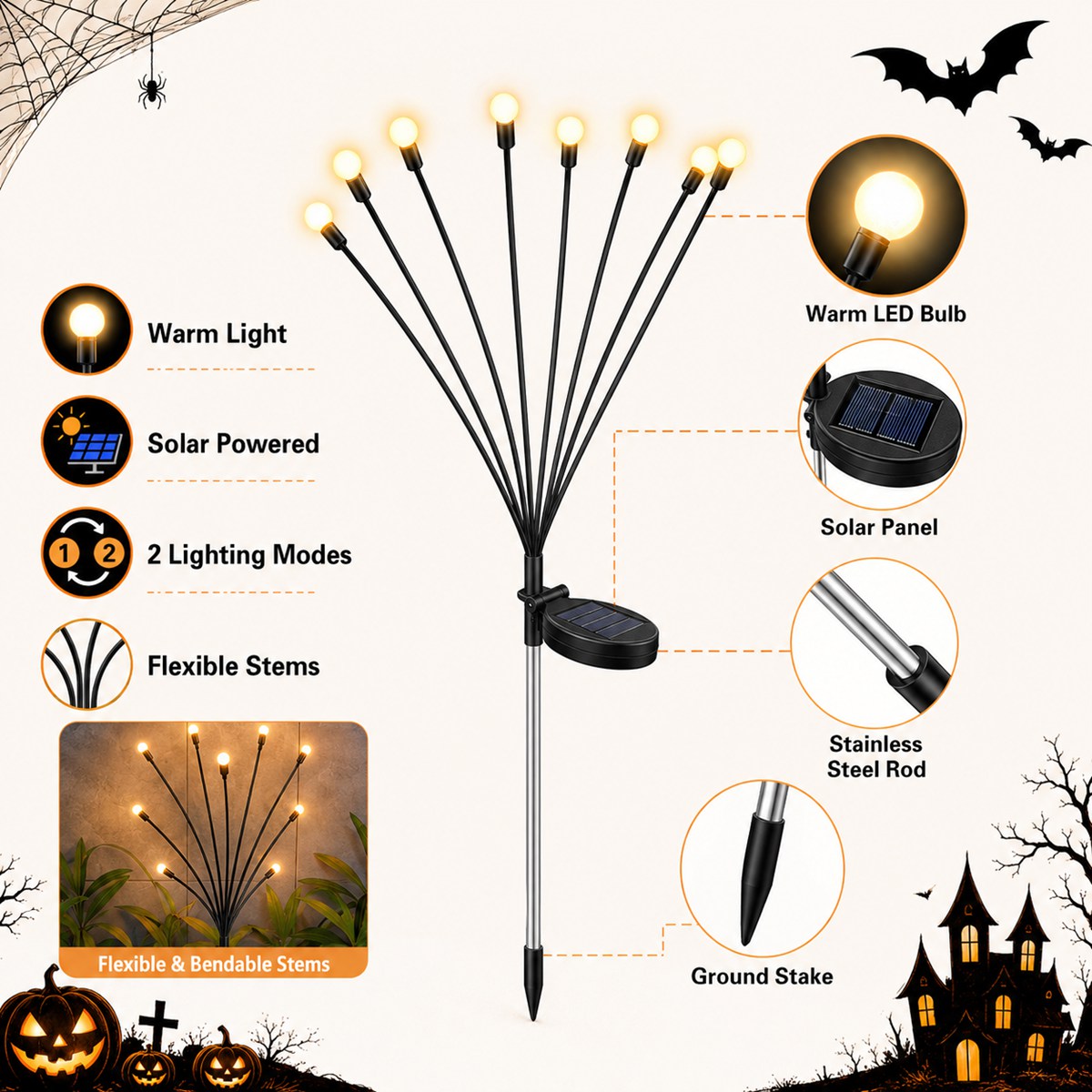 2 Pack Halloween Solar Firefly - đánh giá và giá Solar Pathway Lights 8 Pack