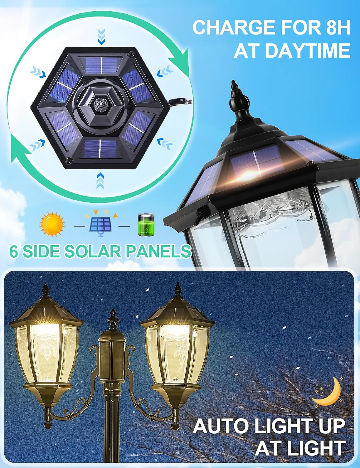 Outdoor Solar Pole Lights Dusk - đánh giá và giá Solar Garden Light Dusk To Dawn