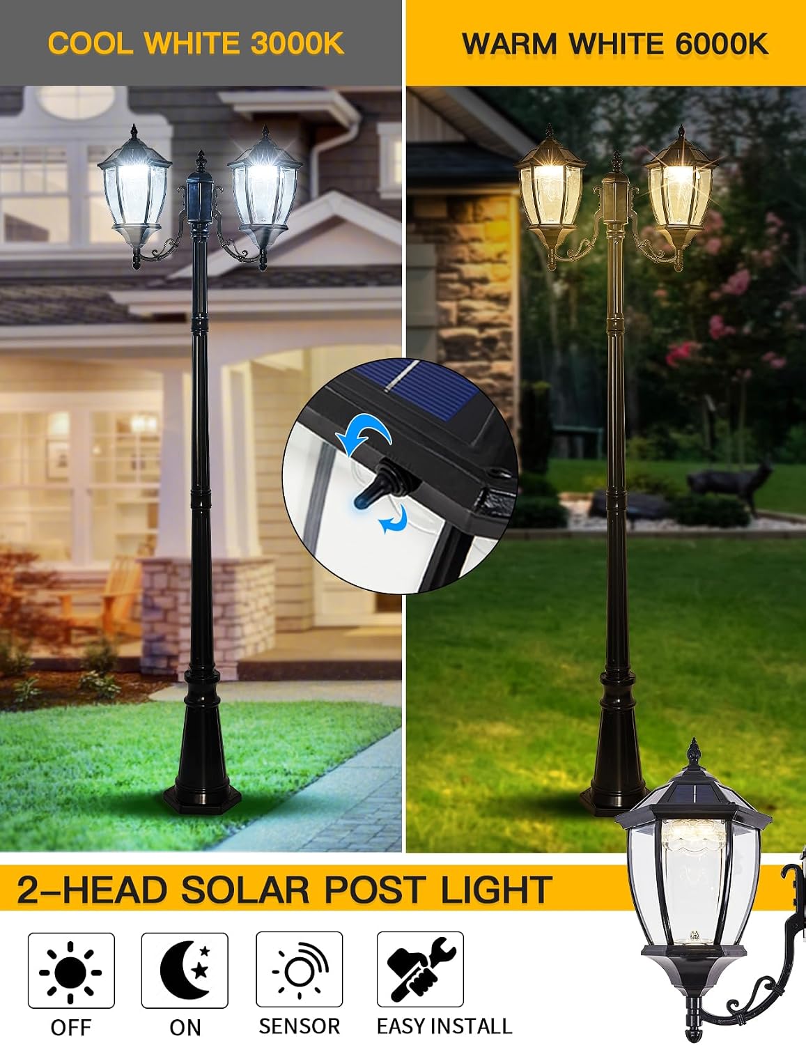 Outdoor Solar Pole Lights Dusk - đánh giá và giá Solar Garden Light Dusk To Dawn