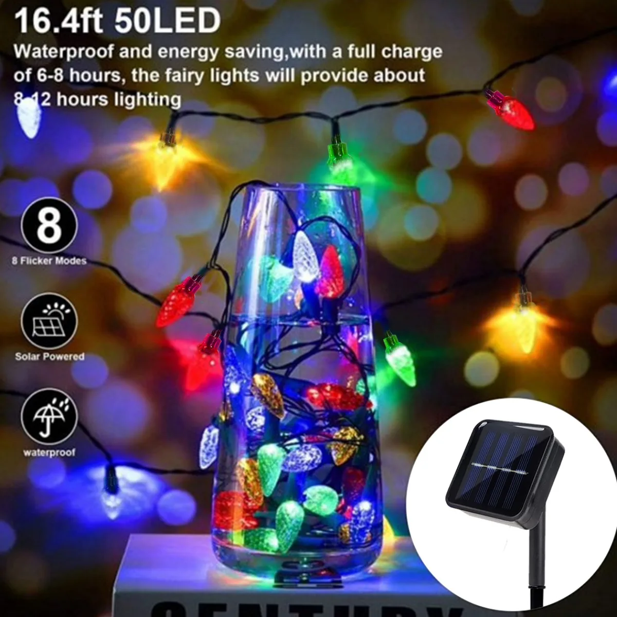 12M 100Leds Solar Christmas St - đánh giá và giá Solar String Lights Outdoor 20M