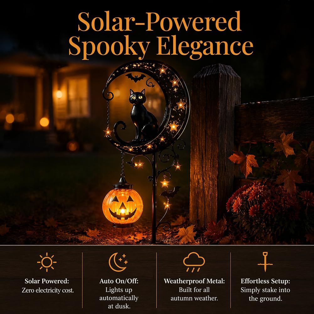 Solar Halloween Black Cat & Pu - đánh giá và giá Solar Ground Light Driveway