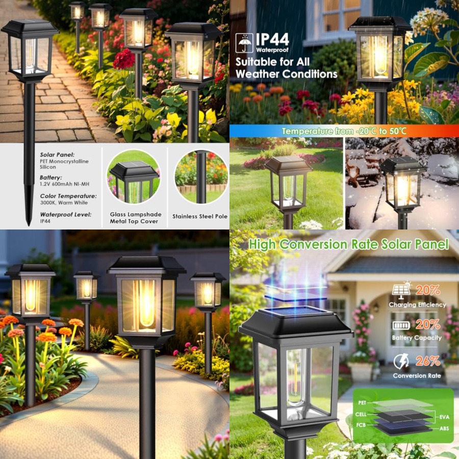 Solar Outdoor Lights Waterproo - đánh giá và giá Solar Pathway Lights 8 Pack