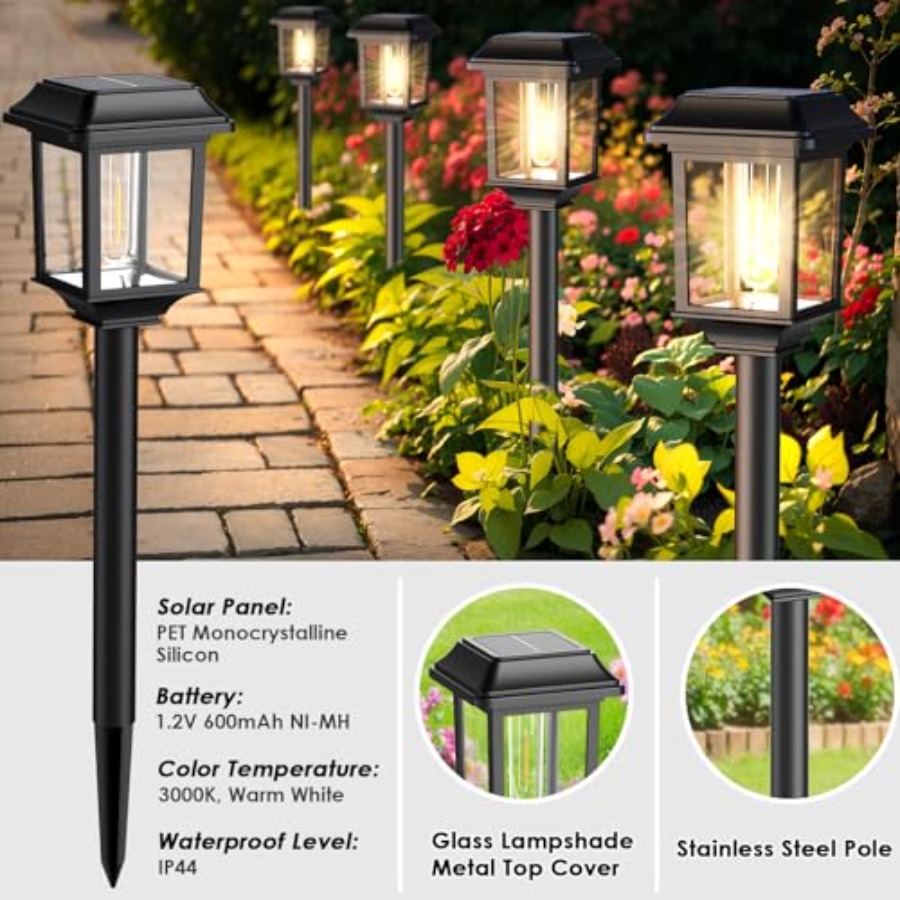 Solar Outdoor Lights Waterproo - đánh giá và giá Solar Pathway Lights 8 Pack