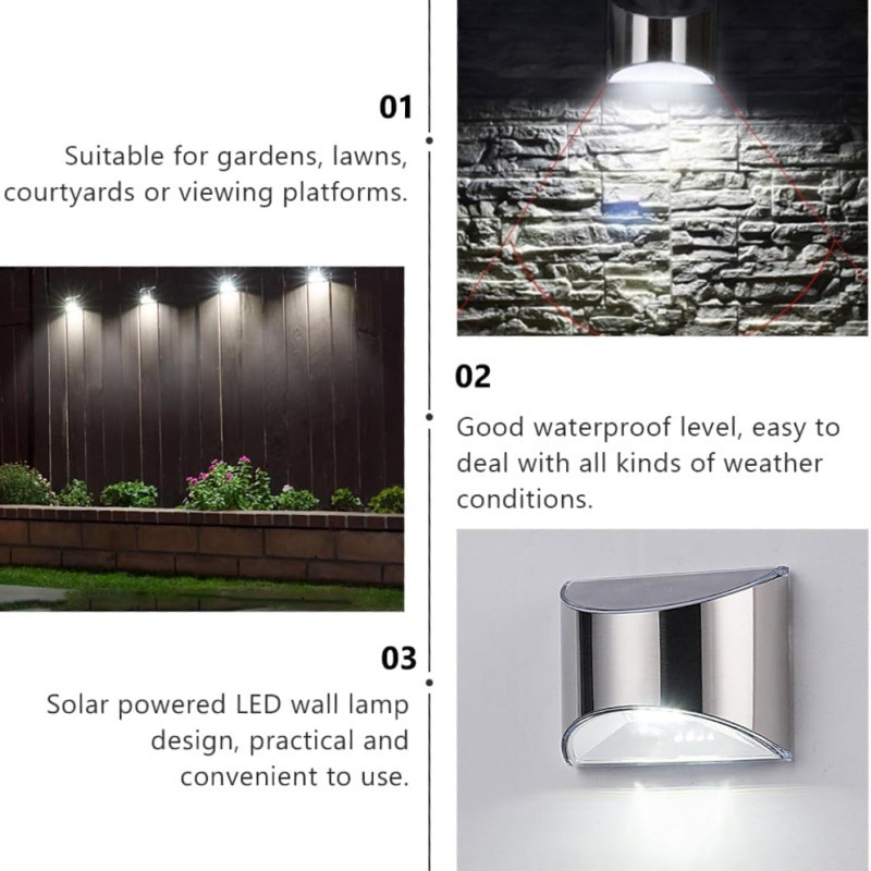 2Pcs Solar Garden Light Stainl - đánh giá và giá Solar Wall Light Fence Lamp