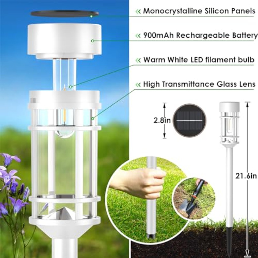 Solar Pathway Lights Outdoor W - đánh giá và giá Solar Pathway Lights 8 Pack