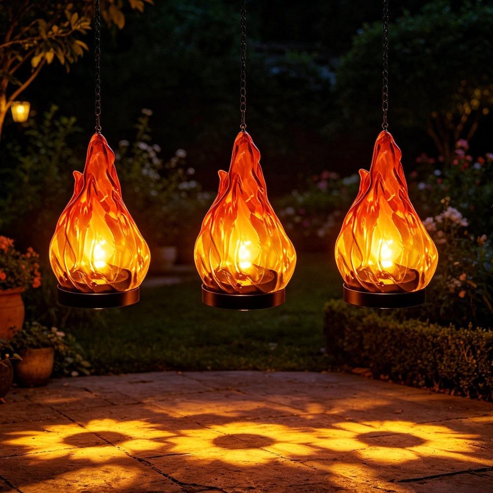 Solar Flame Hanging Lantern Li - đánh giá và giá Solar Garden Light Outdoor Waterproof