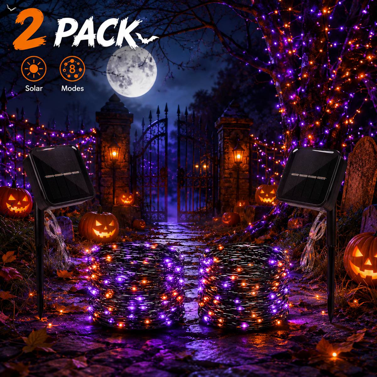 2 Pack Halloween Solar Powered - đánh giá và giá Solar Pathway Lights 8 Pack