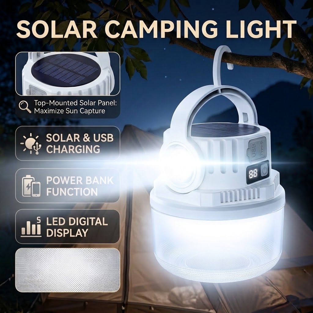 Solar Camping Light Dual Light - đánh giá và giá Solar Lantern Camping Collapsible